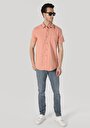 thumb-Regular Fit Shirt Neck Düz Erkek Turuncu Kısa Kol Gömlek