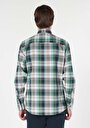 thumb-Regular Fit Shirt Neck Ekoseli Erkek Yeşil Uzun Kol Gömlek
