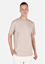thumb-Comfort Fit Yuvarlak Yaka Düz Erkek Bej Pamuk Karışımlı Kısa Kol Tişört
