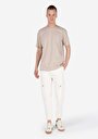 thumb-Comfort Fit Yuvarlak Yaka Düz Erkek Bej Pamuk Karışımlı Kısa Kol Tişört