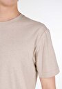 thumb-Comfort Fit Yuvarlak Yaka Düz Erkek Bej Pamuk Karışımlı Kısa Kol Tişört