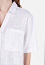 thumb-Relax Fit Shirt Neck Düz Kadın Beyaz Kısa Kol Gömlek