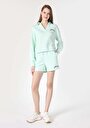 thumb-Regular Fit Orta Bel Cepli Kadın Yeşil Şort