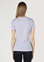 thumb-Regular Fit Yuvarlak Yaka Baskılı Kadın Mor Kısa Kol Tişört