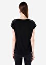 thumb-Regular Fit Yuvarlak Yaka  Kadın Siyah Kısa Kol Tişört