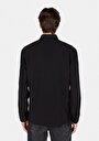 thumb-Regular Fit Shirt Neck Düz Erkek Siyah Uzun Kol Gömlek