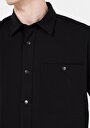 thumb-Regular Fit Shirt Neck Düz Erkek Siyah Uzun Kol Gömlek