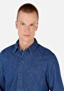 thumb-Regular Fit Pamuklu Klasik Yaka Erkek Mavi Uzun Kol Gömlek