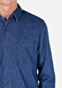 thumb-Regular Fit Pamuklu Klasik Yaka Erkek Mavi Uzun Kol Gömlek