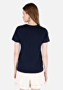 thumb-Regular Fit Yuvarlak Yaka  Kadın Lacivert Kısa Kol Tişört