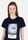 thumb-Regular Fit Yuvarlak Yaka  Kadın Lacivert Kısa Kol Tişört