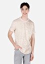 thumb-Regular Fit Yuvarlak Yaka Baskılı Erkek Bej Kısa Kol Tişört