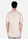 thumb-Regular Fit Yuvarlak Yaka Baskılı Erkek Bej Kısa Kol Tişört