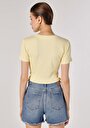 thumb-Slim Fit Yuvarlak Yaka  Kadın Sari Kısa Kol Tişört