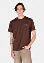 thumb-Comfort Fit Yuvarlak Yaka Düz Erkek Kahverengi Kısa Kol Tişört