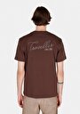 thumb-Comfort Fit Yuvarlak Yaka Düz Erkek Kahverengi Kısa Kol Tişört