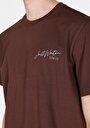 thumb-Comfort Fit Yuvarlak Yaka Düz Erkek Kahverengi Kısa Kol Tişört