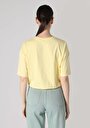 thumb-Regular Fit Pamuklu Yuvarlak Yaka Baskılı Kadın Sarı Kısa Kol Tişört