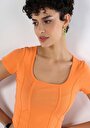 thumb-Slim Fit Kare Yaka  Kadın Turuncu Kısa Kol Tişört