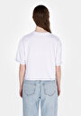thumb-Comfort Fit Yuvarlak Yaka Baskılı Kadın Beyaz Kısa Kol Tişört