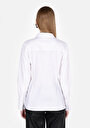 thumb-Slim Fit Shirt Neck Düz Kadın Beyaz Uzun Kol Gömlek