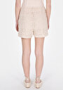thumb-Slim Fit Orta Bel Düz Kadın Bej Şort