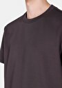 thumb-Comfort Fit Yuvarlak Yaka Jakarlı Erkek Kahverengi Kısa Kol Tişört