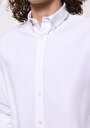 thumb-Regular Fit Pamuklu Shirt Neck Düz Erkek Beyaz Uzun Kol Gömlek