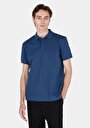 thumb-Regular Fit Polo Yaka Düz Erkek Mavi Pamuklu Kısa Kol Tişört