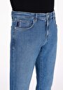 thumb-Slim Fit Fermuarlı Erkek Mid İndigo Denim Jean Pantolon
