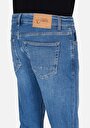 thumb-Slim Fit Fermuarlı Erkek Mid İndigo Denim Jean Pantolon