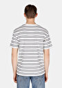 thumb-Comfort Fit Yuvarlak Yaka Çizgili Erkek Beyaz Kısa Kol Tişört