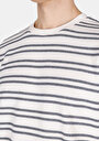 thumb-Comfort Fit Yuvarlak Yaka Çizgili Erkek Beyaz Kısa Kol Tişört