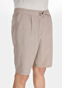 thumb-Regular Fit Cepli Orta Bel Düz Erkek Bej Şort