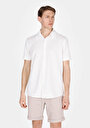 thumb-Regular Fit Shirt Neck Jakarlı Erkek Beyaz Kısa Kol Gömlek