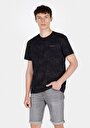 thumb-Regular Fit Yuvarlak Yaka Desenli Erkek Siyah Kısa Kol Tişört