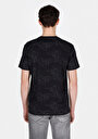thumb-Regular Fit Yuvarlak Yaka Desenli Erkek Siyah Kısa Kol Tişört