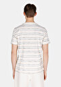 thumb-Regular Fit Pamuklu Yuvarlak Yaka Çizgili Erkek Beyaz Kısa Kol Tişört