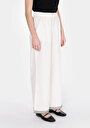 thumb-Regular Fit Yüksel Bel Geniş Paça Astarsız Kadın Beyaz Pantolon