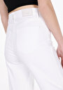 thumb-Regular Fit Yüksek Bel Geniş Paça Kadın Beyaz Jean Pantolon