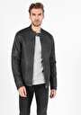 thumb-Slim Fit Erkek Siyah Suni Deri Mont Pu