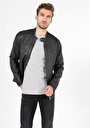 thumb-Slim Fit Erkek Siyah Suni Deri Mont Pu