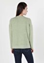 thumb-Regular Fit Yuvarlak Yaka Düz Kadın Yeşil Uzun Kol Tişört
