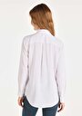 thumb-Regular Fit Shirt Neck Düz Kadın Beyaz Uzun Kol Gömlek