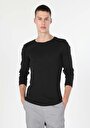thumb-Slim Fit Yuvarlak Yaka Düz Erkek Siyah Uzun Kol Tişört
