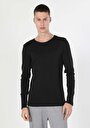 thumb-Slim Fit Yuvarlak Yaka Düz Erkek Siyah Uzun Kol Tişört