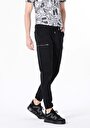 thumb-Slim Fit Orta Bel Lastikli Paça Erkek Siyah  Pantolon