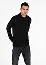 thumb-Regular Fit Balıkçı Yaka  Erkek Siyah Kazak