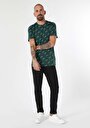 thumb-Regular Fit Yuvarlak Yaka Baskılı Erkek Yeşil Kısa Kol Tişört