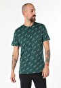 thumb-Regular Fit Yuvarlak Yaka Baskılı Erkek Yeşil Kısa Kol Tişört